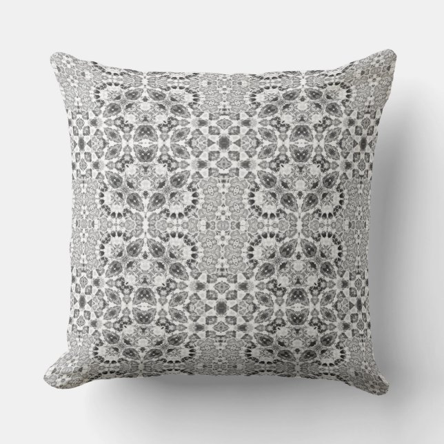 Grey abstract ethnic ornament decor  cushion (Front)