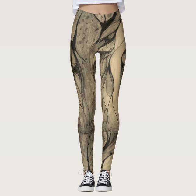 Grey abstract leggings (Front)