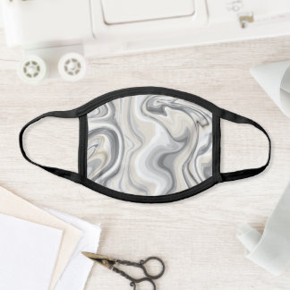 Grey Abstract Liquid Marbling Face Mask