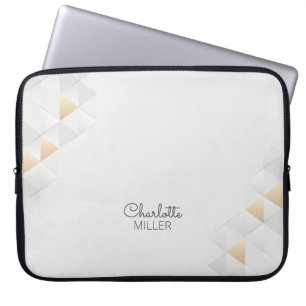 Grey Abstract Pattern with Custom Name Laptop Sleeve
