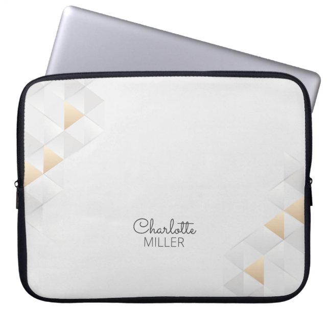 Grey Abstract Pattern with Custom Name Laptop Sleeve (Front)
