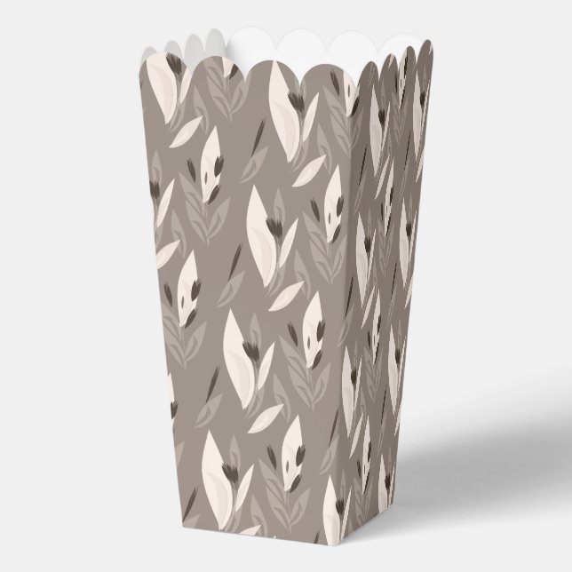 Grey abstract red retro flower pattern favour box (Back)