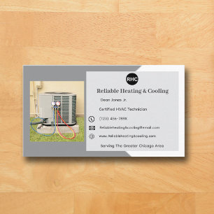 Grey AC Unit Heating Cooling Hvac Business Card