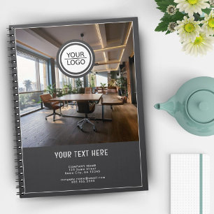 Grey Add Logo Custom Text Company Photo  Notebook
