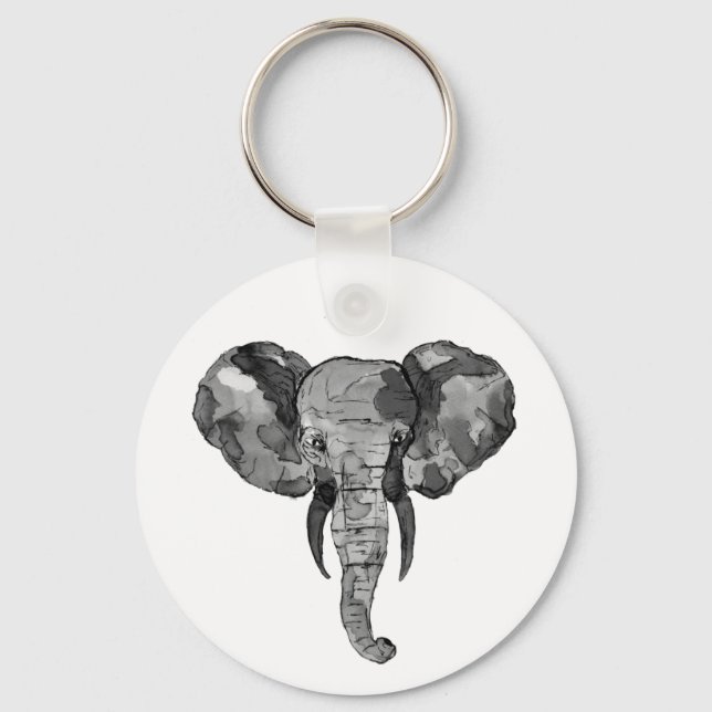 Grey African Elephant Key Ring (Front)
