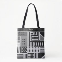 Grey African Mudcloth Personalised Tote Bag