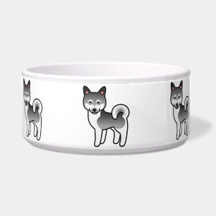 Grey Alaskan Klee Kai Dog Cartoon Illustration