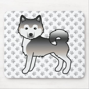 Grey Alaskan Malamute Cute Cartoon Dog Mouse Pad