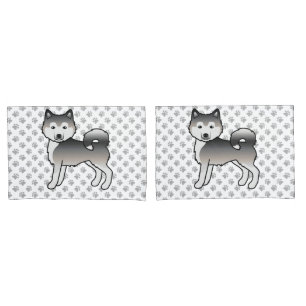Grey Alaskan Malamute Cute Cartoon Dog Pillowcase