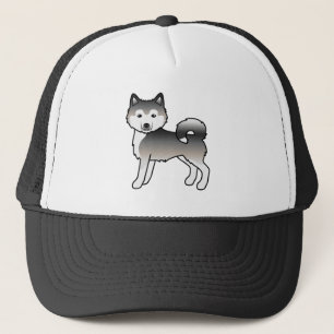 Grey Alaskan Malamute Cute Cartoon Dog Trucker Hat