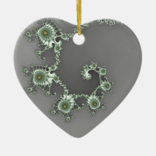 Grey Alien Christmas Fractal Ceramic Tree Decoration