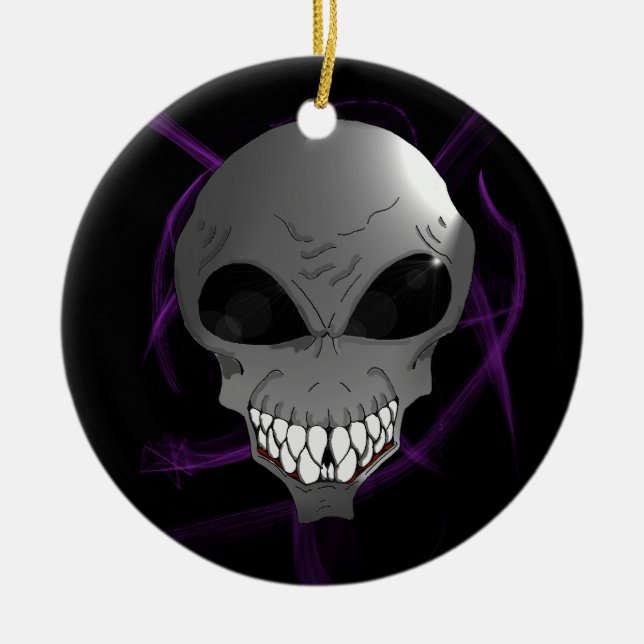 Grey alien Christmas tree ornament (Front)