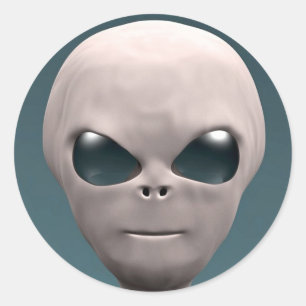 Grey Alien Classic Round Sticker