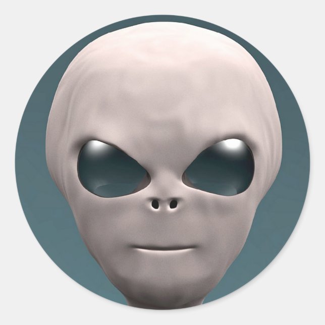 Grey Alien Classic Round Sticker (Front)