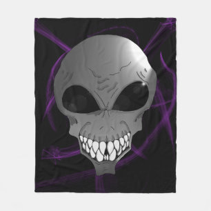 Grey alien Custom Fleece Blanket