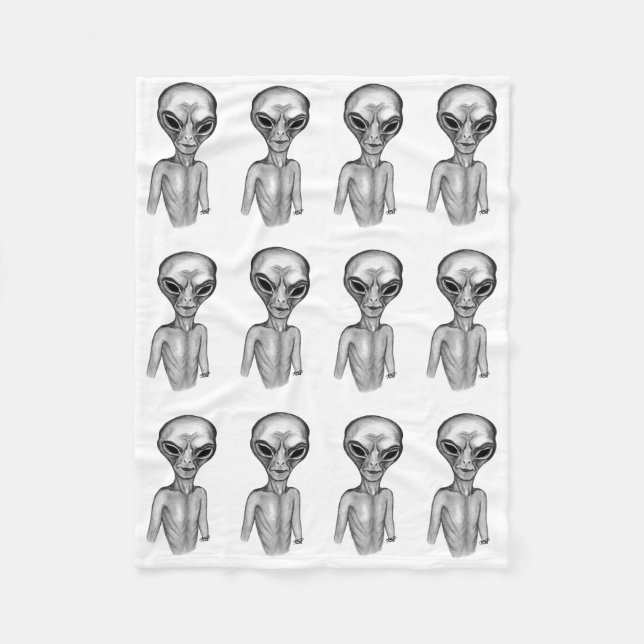 Grey Alien Fleece Blanket (Front)