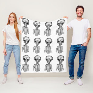 Grey Alien Fleece Blanket