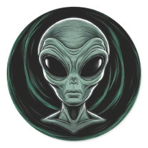Grey Alien Head Sticker Set
