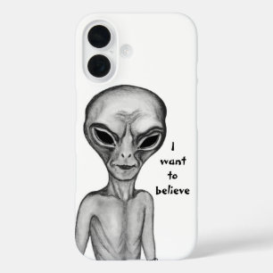 Grey Alien , I want to believe iPhone 16 Case