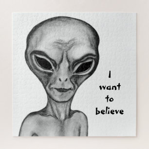 Grey Alien , I want to believe Jigsaw Puzzle