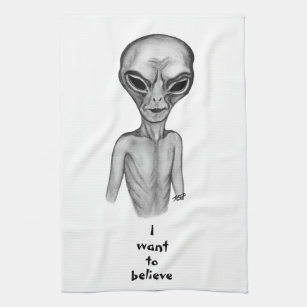 Grey Alien , I want to believe Kitchen Towel