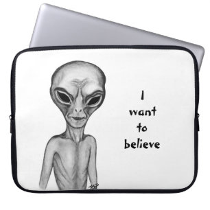 Grey Alien , I want to believe Laptop Sleeve