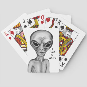 Grey Alien , I want to believe Playing Cards