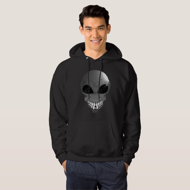 Grey alien Men's Basic Hooded Sweatshirt (Front Full)