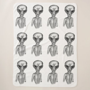 Grey Alien Sherpa Blanket