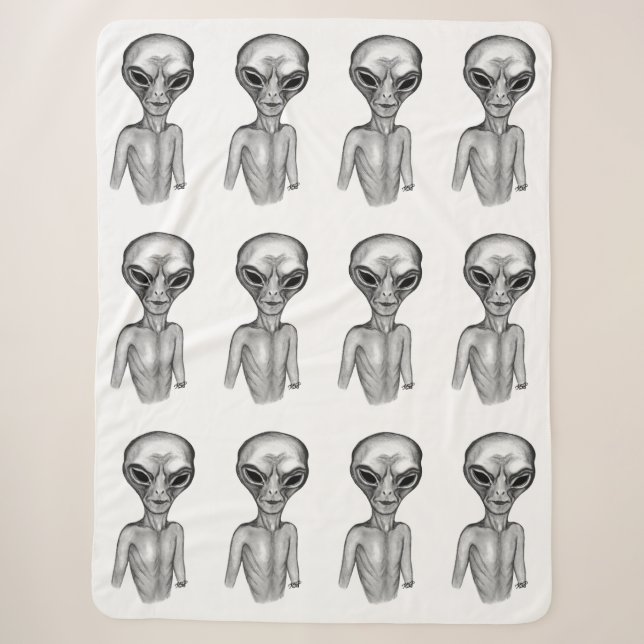 Grey Alien Sherpa Blanket (Front)
