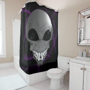 Grey alien Shower Curtain