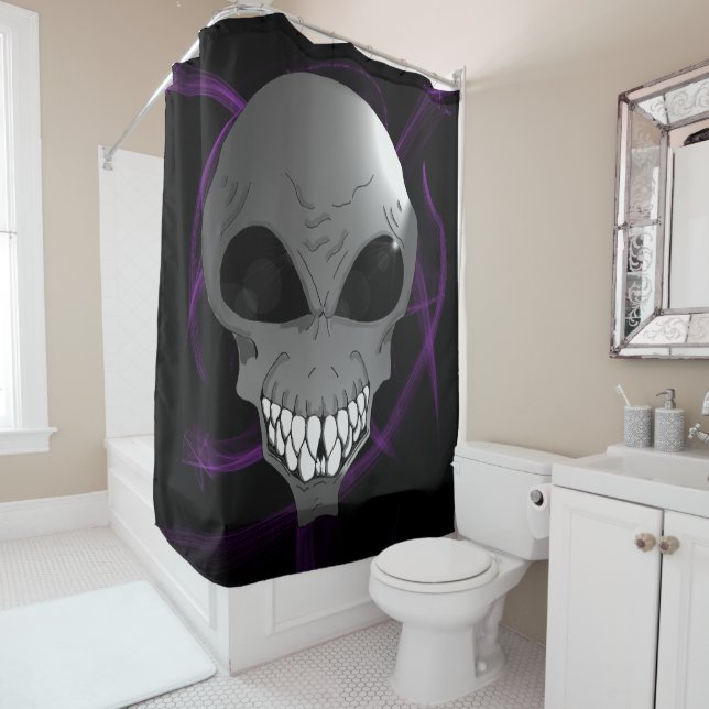 Grey alien Shower Curtain (In Situ)
