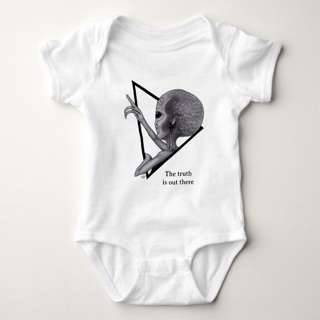 Grey Alien, the truth is out there Baby Bodysuit (Front)