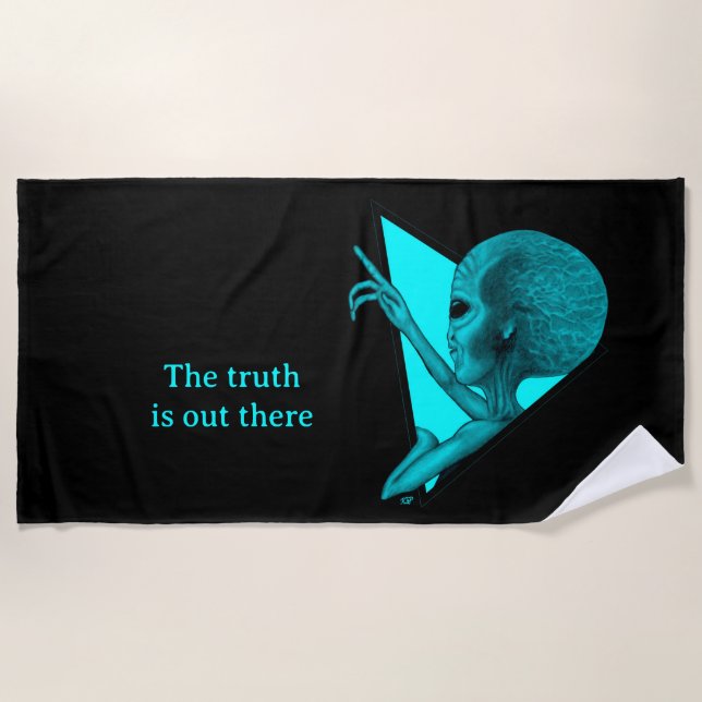Grey Alien, the truth is out there Beach Towel (Front)