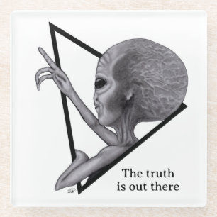 Grey Alien, the truth is out there Glass Coaster