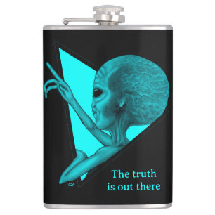Grey Alien, the truth is out there Hip Flask