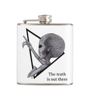Grey Alien, the truth is out there Hip Flask