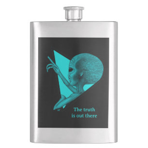 Grey Alien, the truth is out there Hip Flask