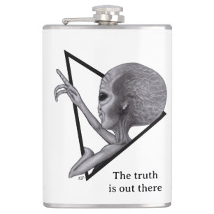 Grey Alien, the truth is out there Hip Flask