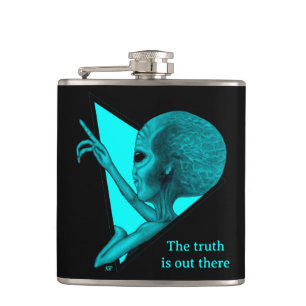 Grey Alien, the truth is out there Hip Flask
