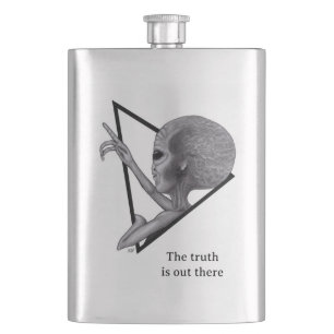Grey Alien, the truth is out there Hip Flask