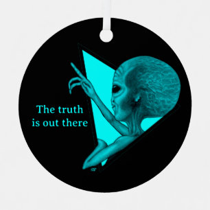 Grey Alien, the truth is out there Metal Tree Decoration
