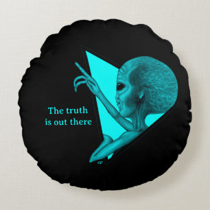 Grey Alien, the truth is out there Round Cushion
