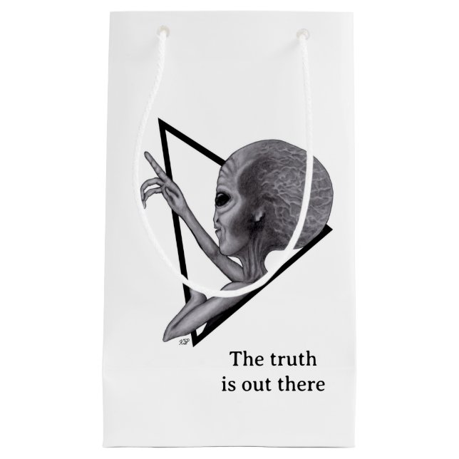 Grey Alien, the truth is out there Small Gift Bag (Front)