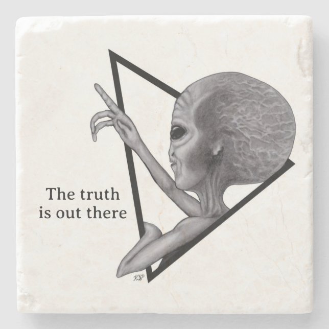Grey Alien, the truth is out there Stone Coaster (Front)