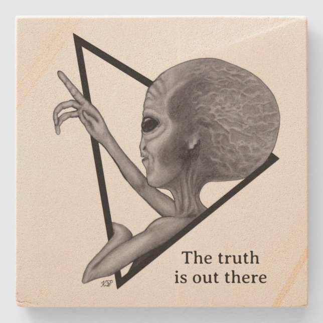 Grey Alien, the truth is out there Stone Coaster (Front)