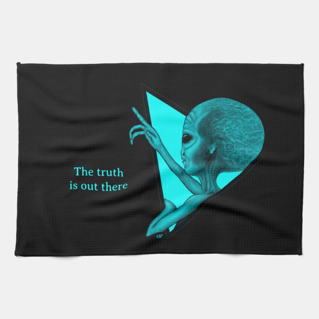 Grey Alien, the truth is out there Tea Towel (Horizontal)