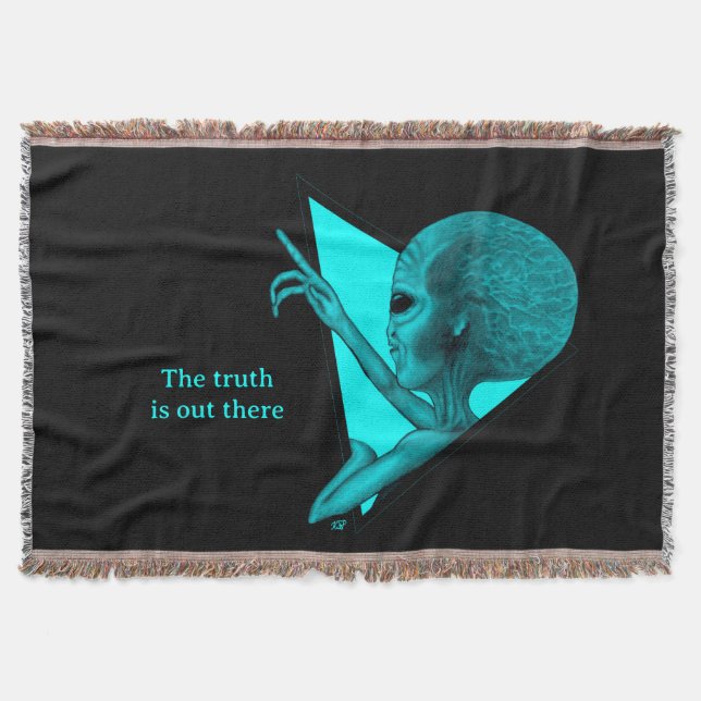 Grey Alien, the truth is out there Throw Blanket (Front)