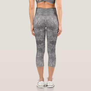 Grey Alligator Crocodile Reptile Leather Pattern Capri Leggings