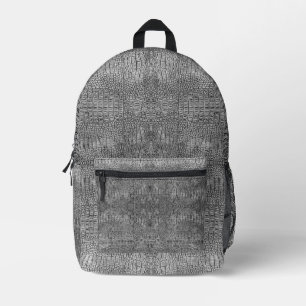 Grey Alligator Leather Scales Reptile Pattern Printed Backpack